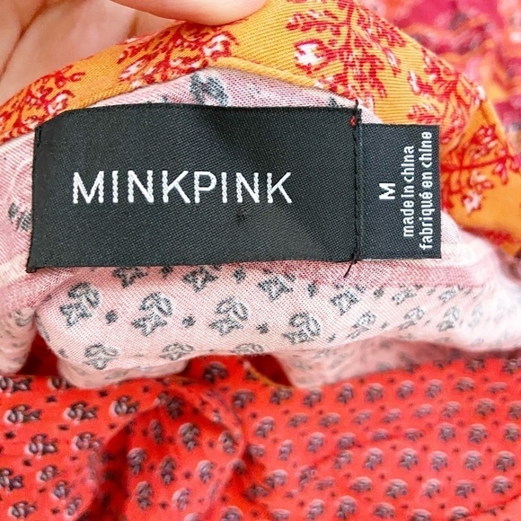 MINK PINK • Women’s Bohemian Colorful Button Down Tunic Top Size Medium - Picture 4 of 4